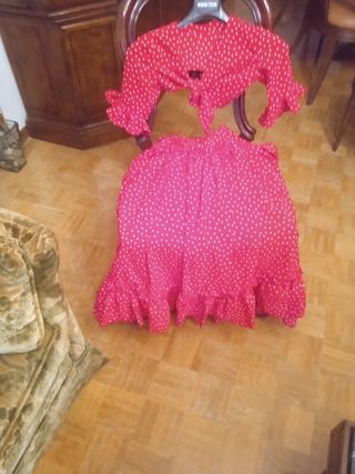 Traje de rumbera rojo -hecho a mano