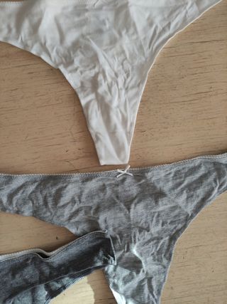 7 Tangas Women'Secret L - Gris/Blanco
