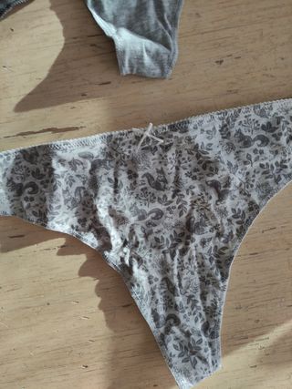 7 Tangas Women'Secret L - Gris/Blanco