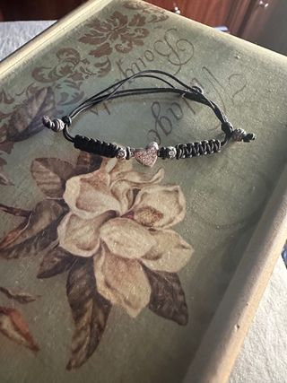 Pulsera corazón plata negra