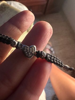 Pulsera corazón plata negra