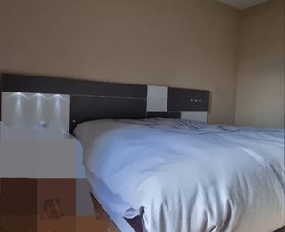 Cabecero cama LED gris-blanco