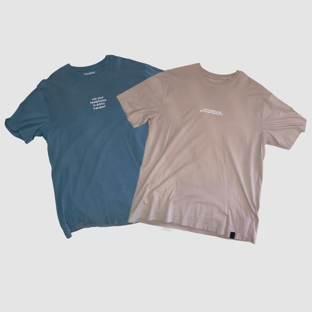 2 Camisetas Pull&Bear - Beige y Verde Azulado