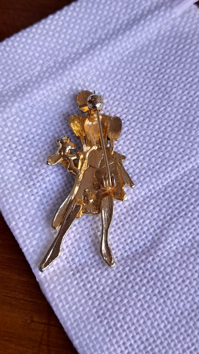 Broche vintage mujer dorado y negro