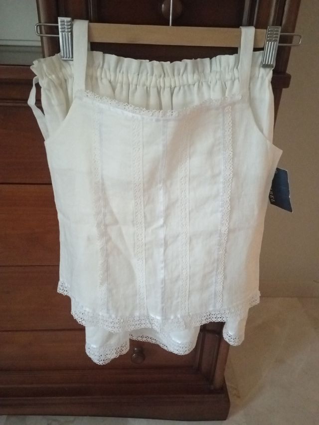 Conjunto lino blanco niña 8-10 años