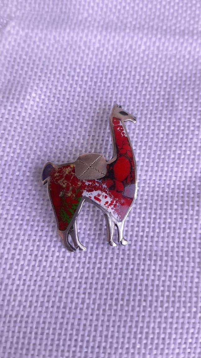 Broche colgante,llama plata 925 vintage