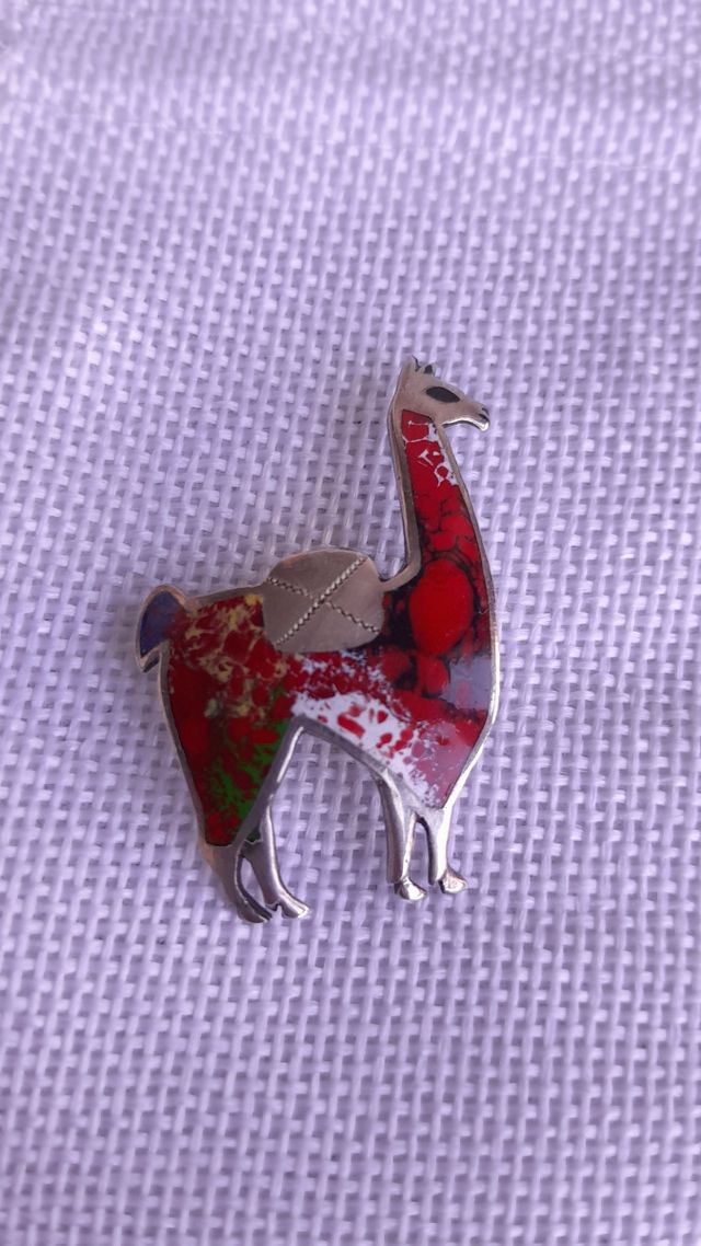 Broche colgante,llama plata 925 vintage