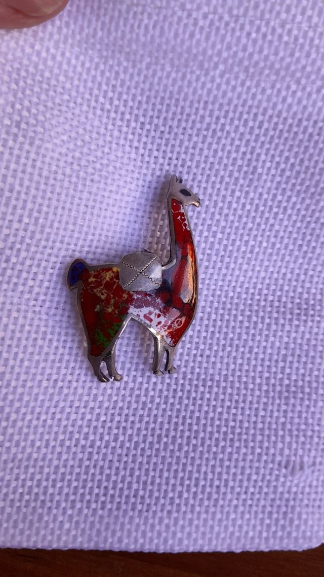 Broche colgante,llama plata 925 vintage