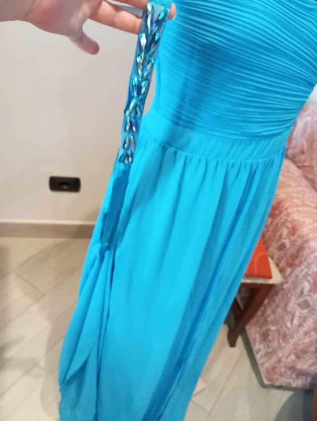 Vestito lungo turchese tg.44