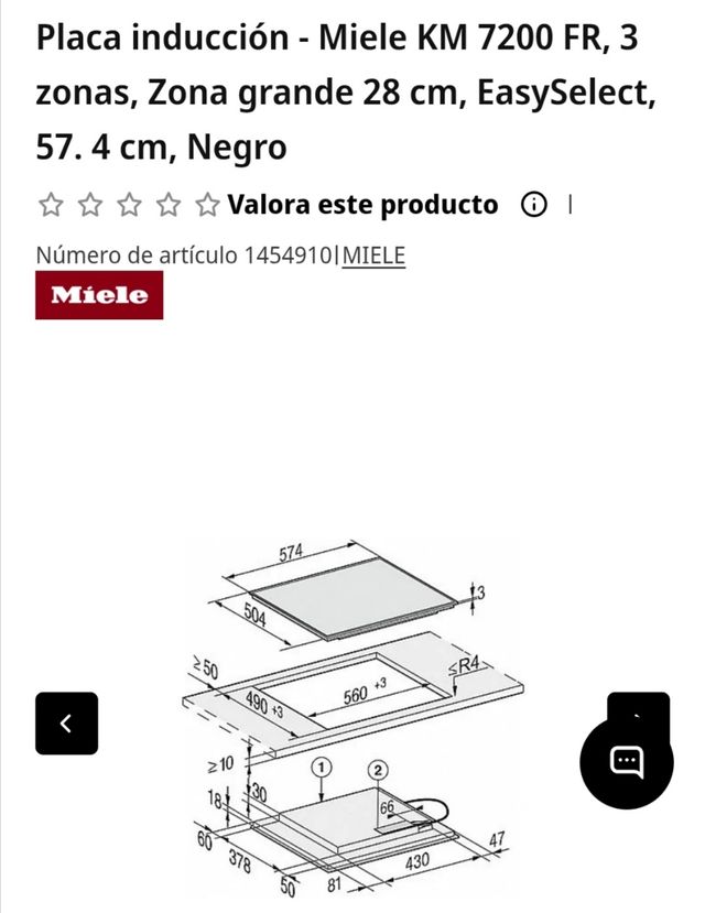 Placa inducción Miele KM 7200 FR
