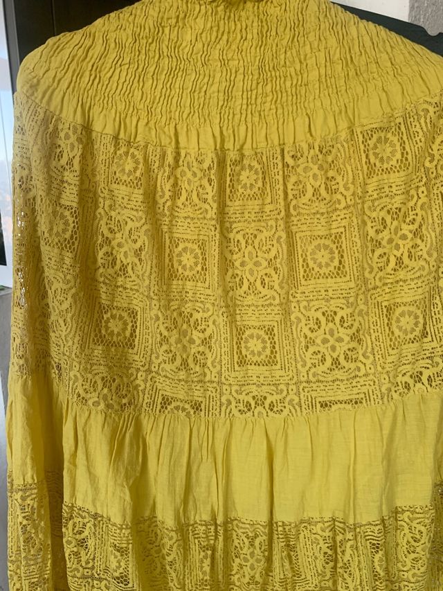 Falda larga amarilla crochet. Bonito modelo TM L