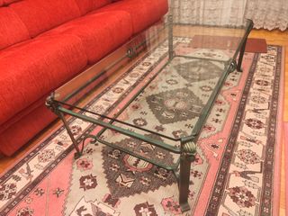 Mesa cristal forja 122x62cm