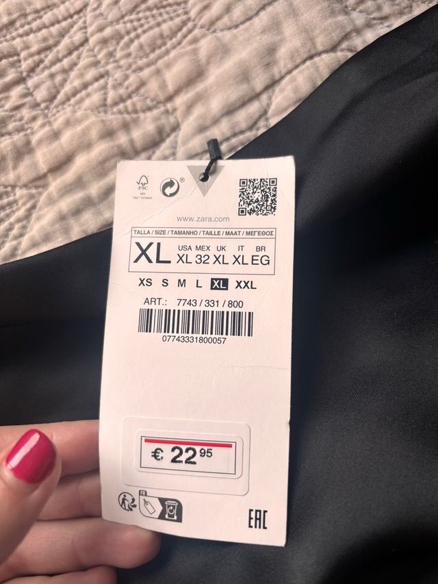 Top Zara nero satinato XL