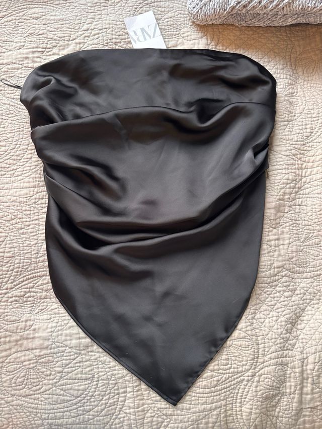 Top Zara nero satinato XL