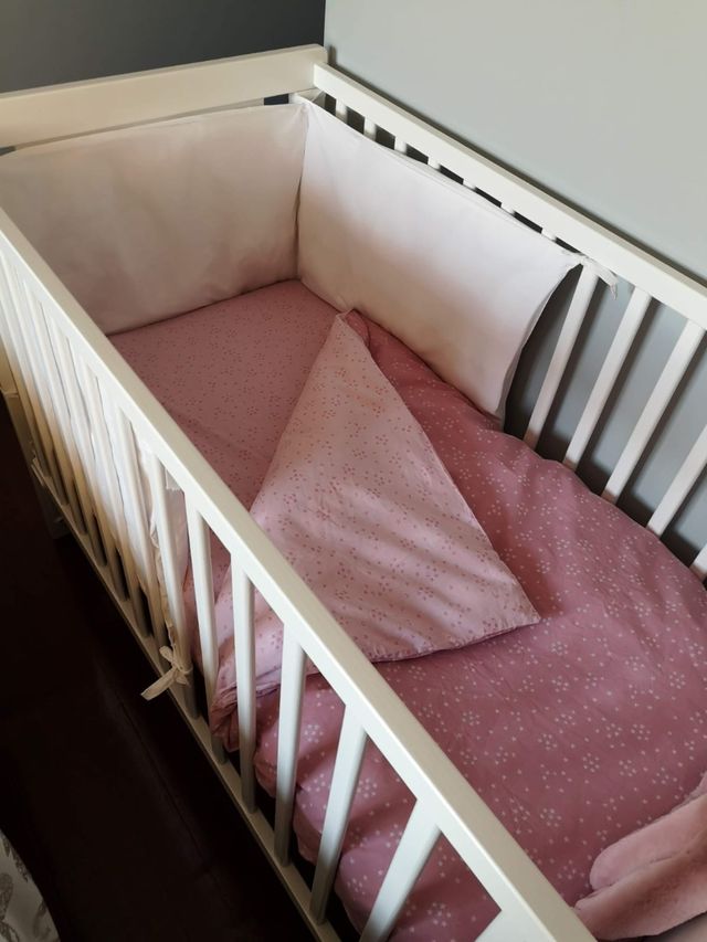 Cuna bebé blanca + colchón Ecus Kids