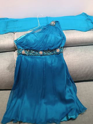 Vestido coctel turquesa