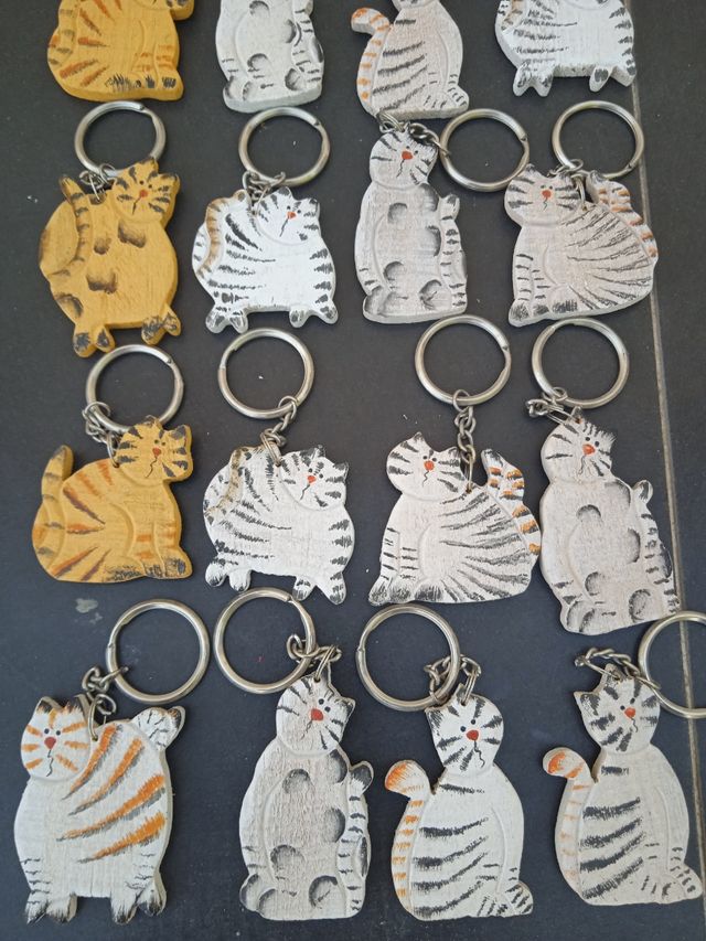 23 Portachiavi Gatti Vintage in Legno