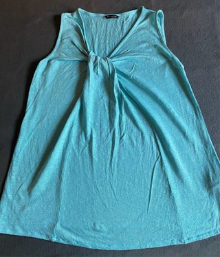 Blusa lino Massimo Dutti turquesa talla S