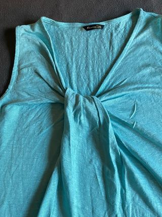 Blusa lino Massimo Dutti turquesa talla S
