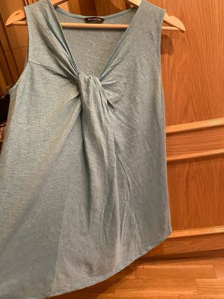 Blusa lino Massimo Dutti turquesa talla S