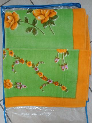 Asciugamani bagno, cotone, verde-arancio