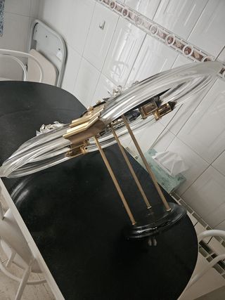 4 lámparas vintage cristal dorado