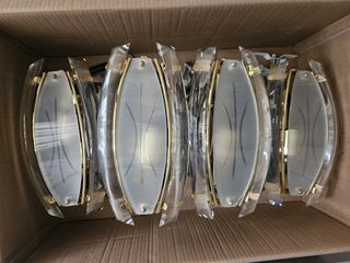 4 lámparas vintage cristal dorado