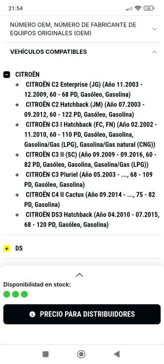 Radiador.
Peugeot.
DS.
Citroen.
