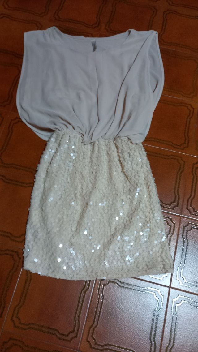 Abito paillettes beige