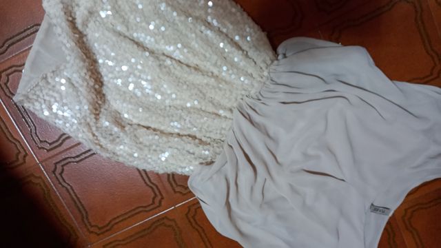Abito paillettes beige