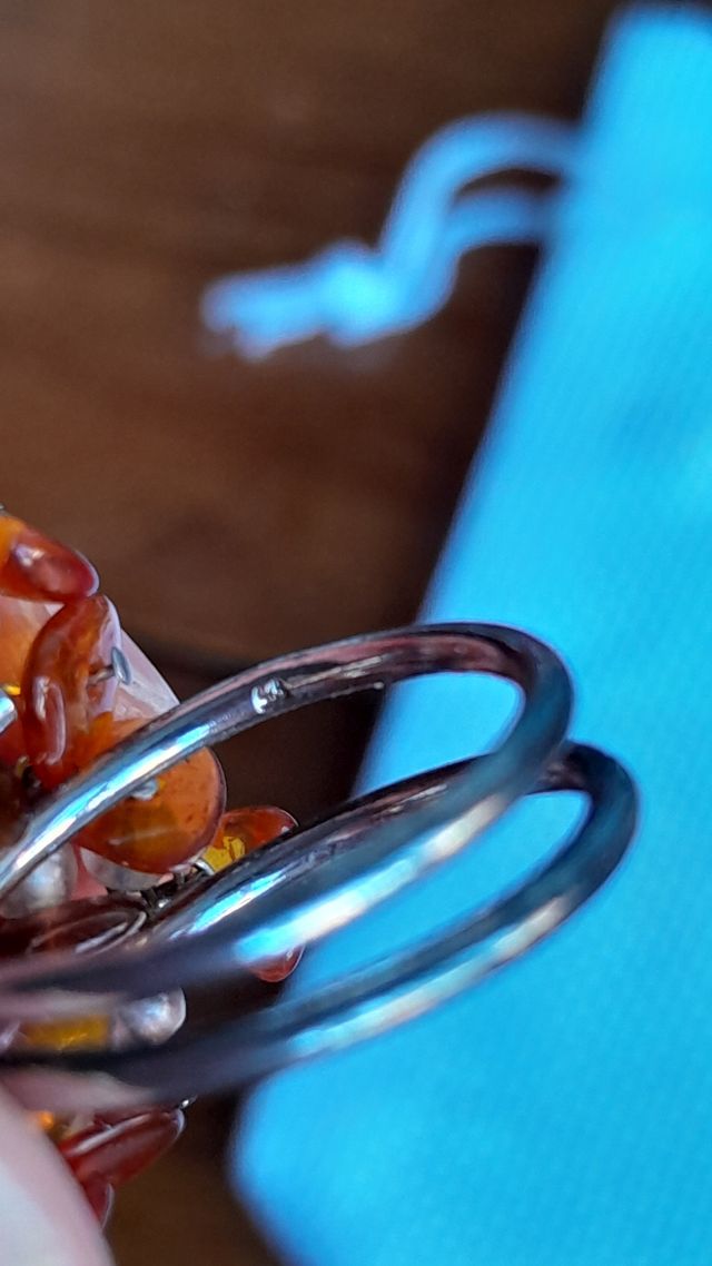 Anillo triple ámbar plata