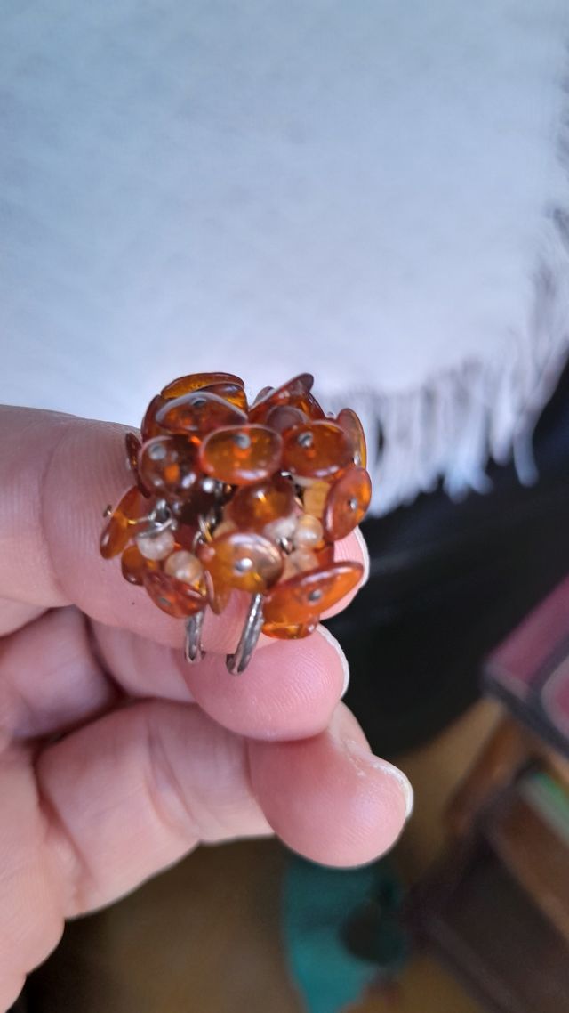 Anillo triple ámbar plata