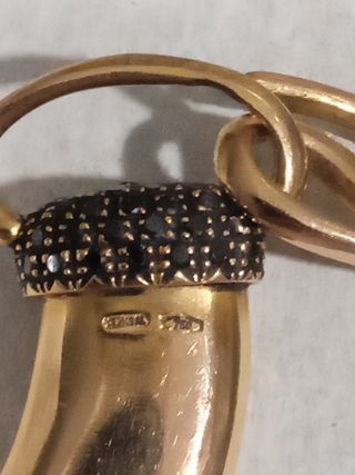 Colmillo oro con diamantes negros