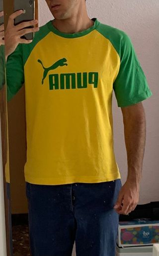 Camiseta Puma Brasil Talla L - Verde/Amarilla