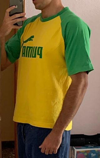 Camiseta Puma Brasil Talla L - Verde/Amarilla