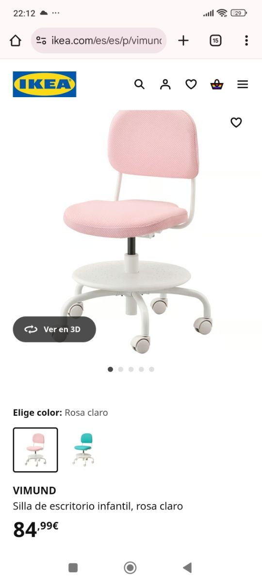 Silla escritorio infantil VIMUND rosa