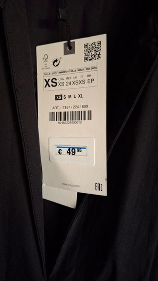 Vestito Zara nero midi XS popeline