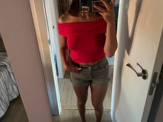 Top rojo sin hombros 