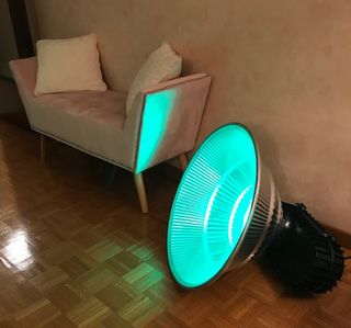 Tavolino vintage metallo, luce LED