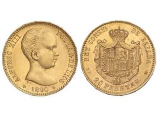 20 Pesetas Alfonso XIII 1890 oro brillo original