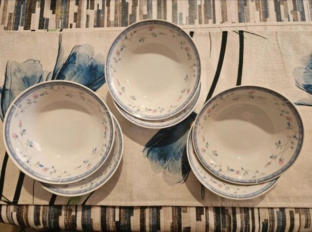 6 Ciotole Florete by Sonata Bianco/Blu