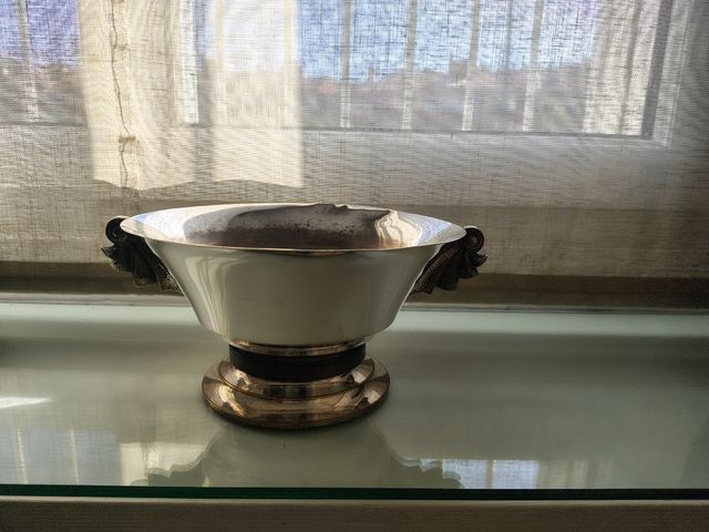 Centro mesa alpaca plateada antiguo