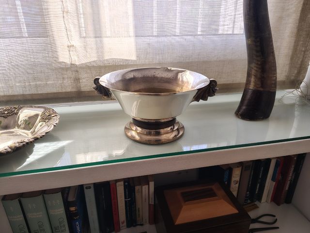 Centro mesa alpaca plateada antiguo