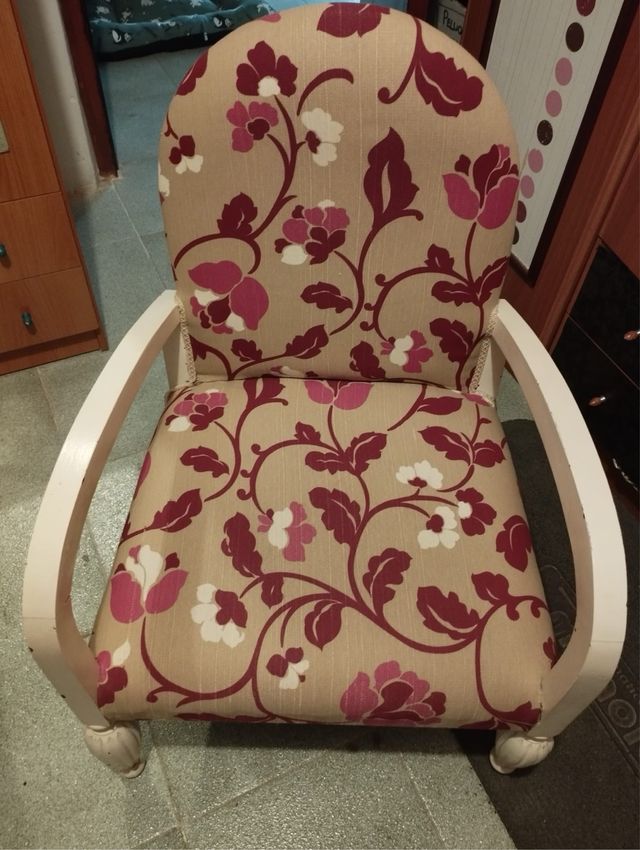 Butaca vintage beige y rosa
