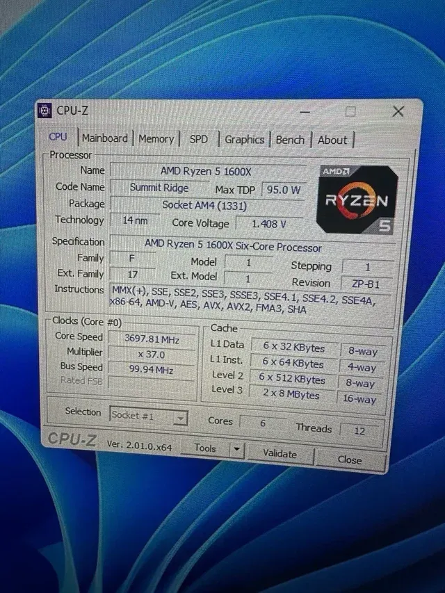 AMD Ryzen 5 1600X 3.6GHZ N80049