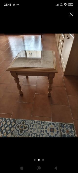 Mesa centro madera mármol