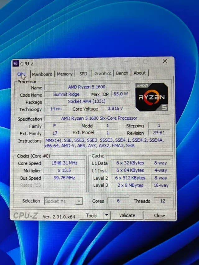 Ryzen 5 1600 3.2GHz V80313