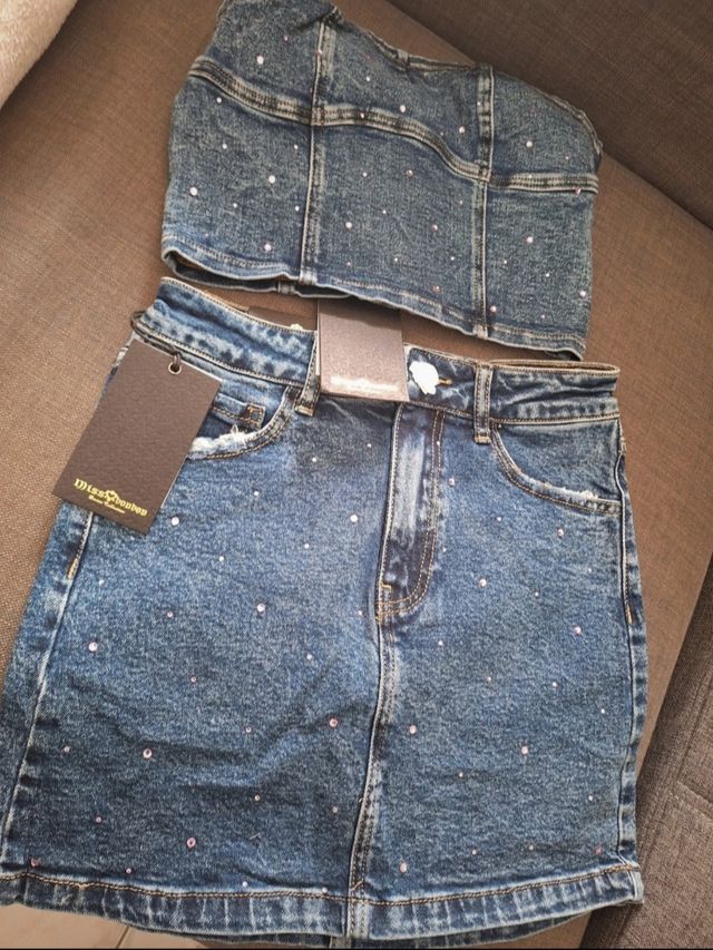 Completo Jeans Strass