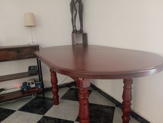 Mesa oval extensible madera maciza como nueva 
