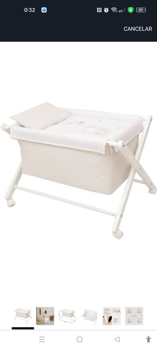 Minicuna blanca bebé - 90x61cm Más colchón y funda